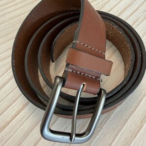 Timberland Brown Leather Belt with Brushed Metal Buckle